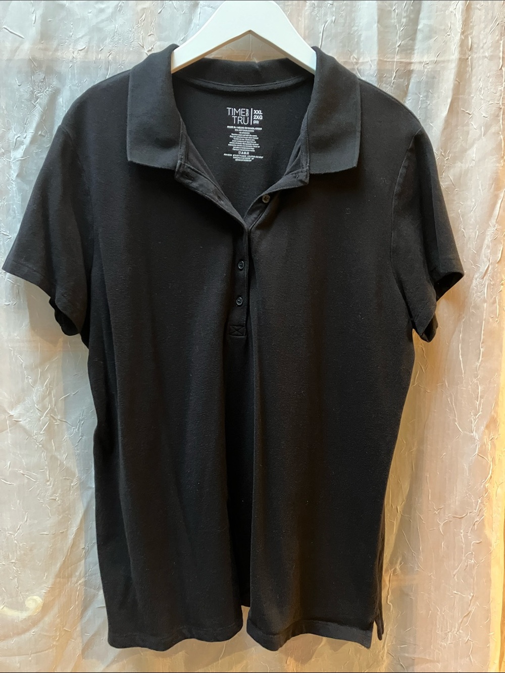 Time and Tru Black Short-Sleeve Polo Shirt